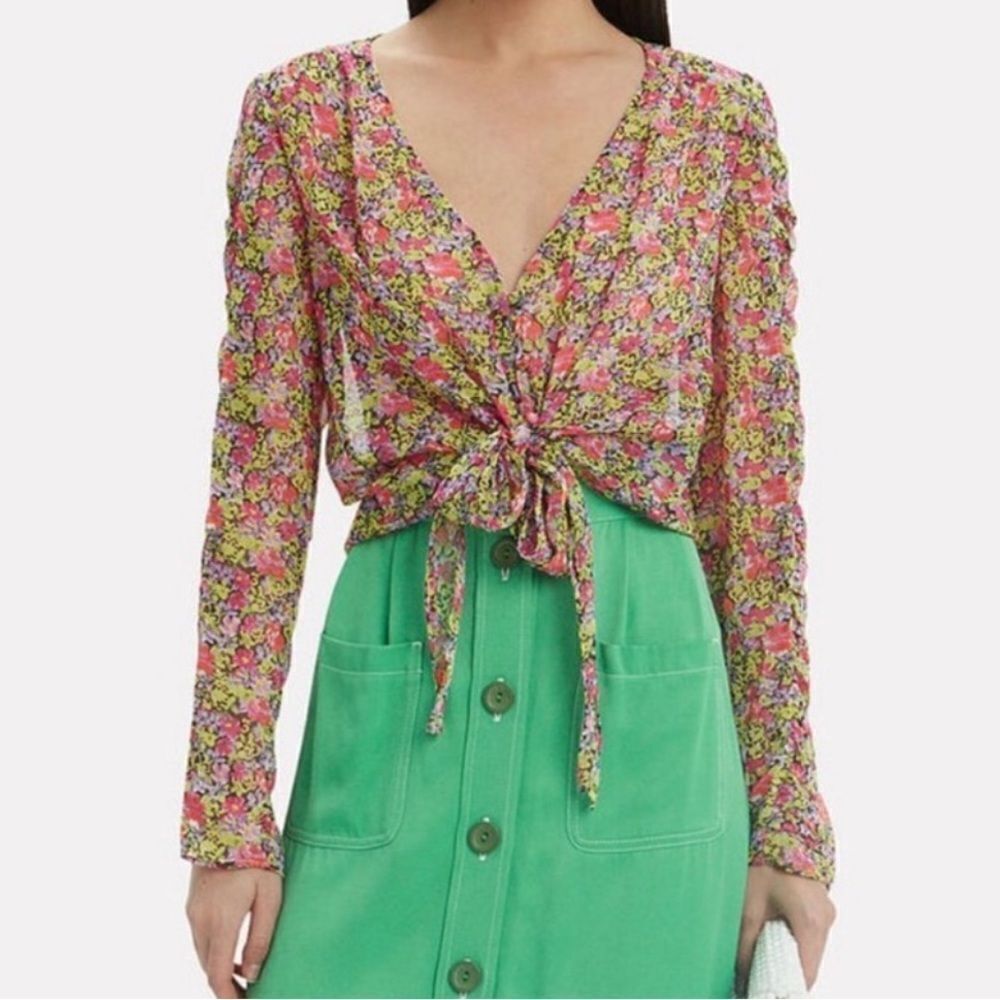 The East Order Freya Blouse Long Sleeve Floral Sheer Romantic Floral SZ XS